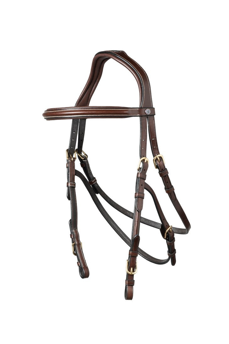 TRUST filet Hickstead Hackamore avec boucles dorées Marron