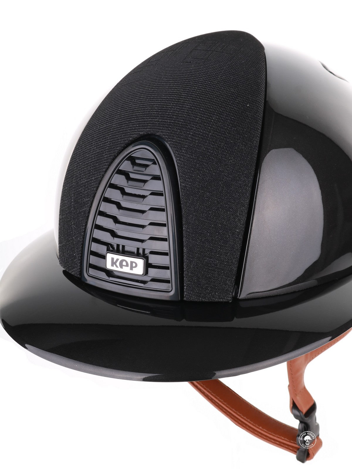 Kep Italia Paardrijhelm Cromo 2.0 Shine Polo Klep Zwart RAW Frame Galassia Insert Beige Kinband