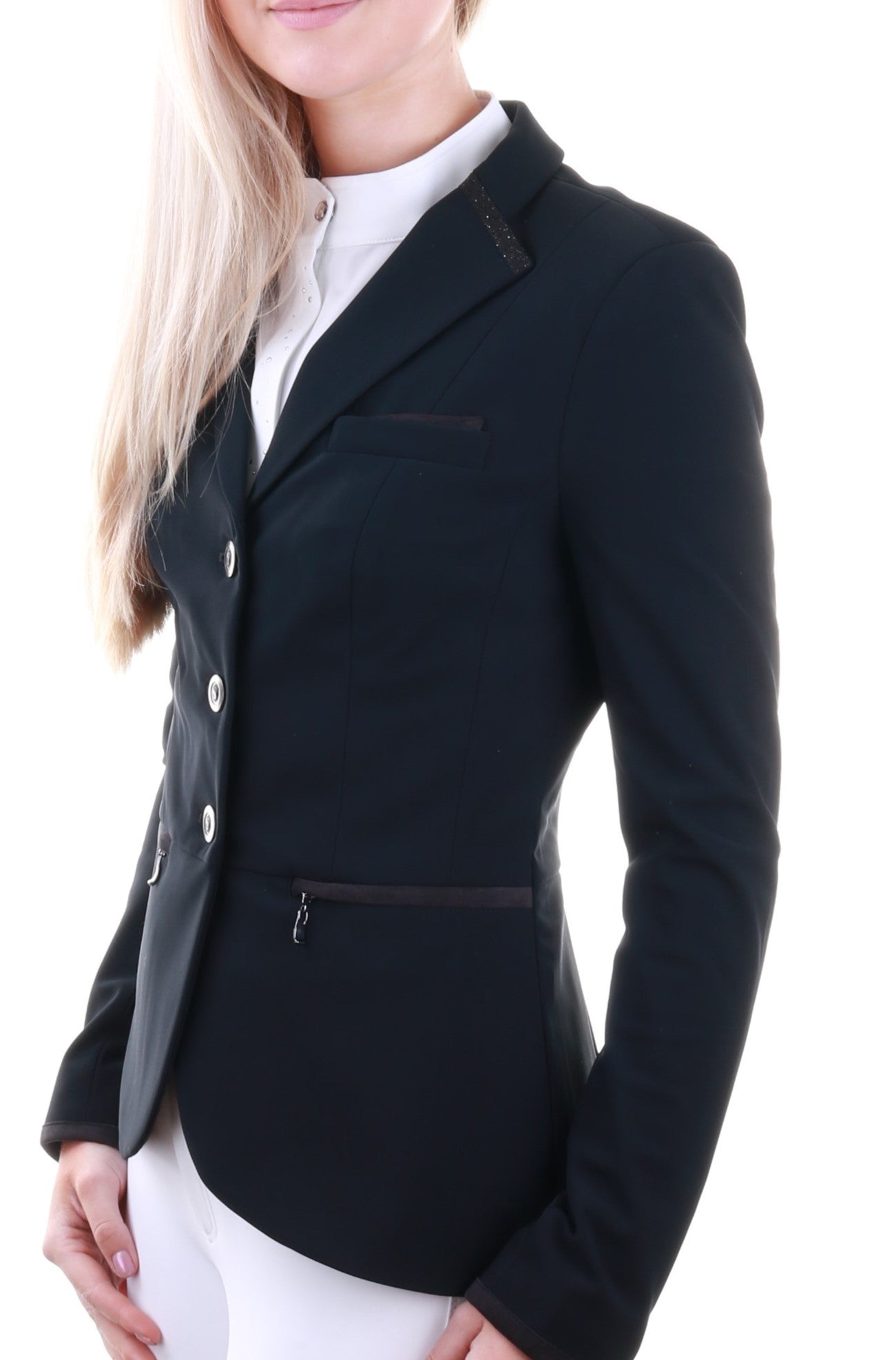 Veste d'équitation pour femmes Samshield Victorine Crystal en tissu noir