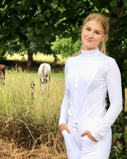 T-shirt de compétition à manches longues pour femmes blanc