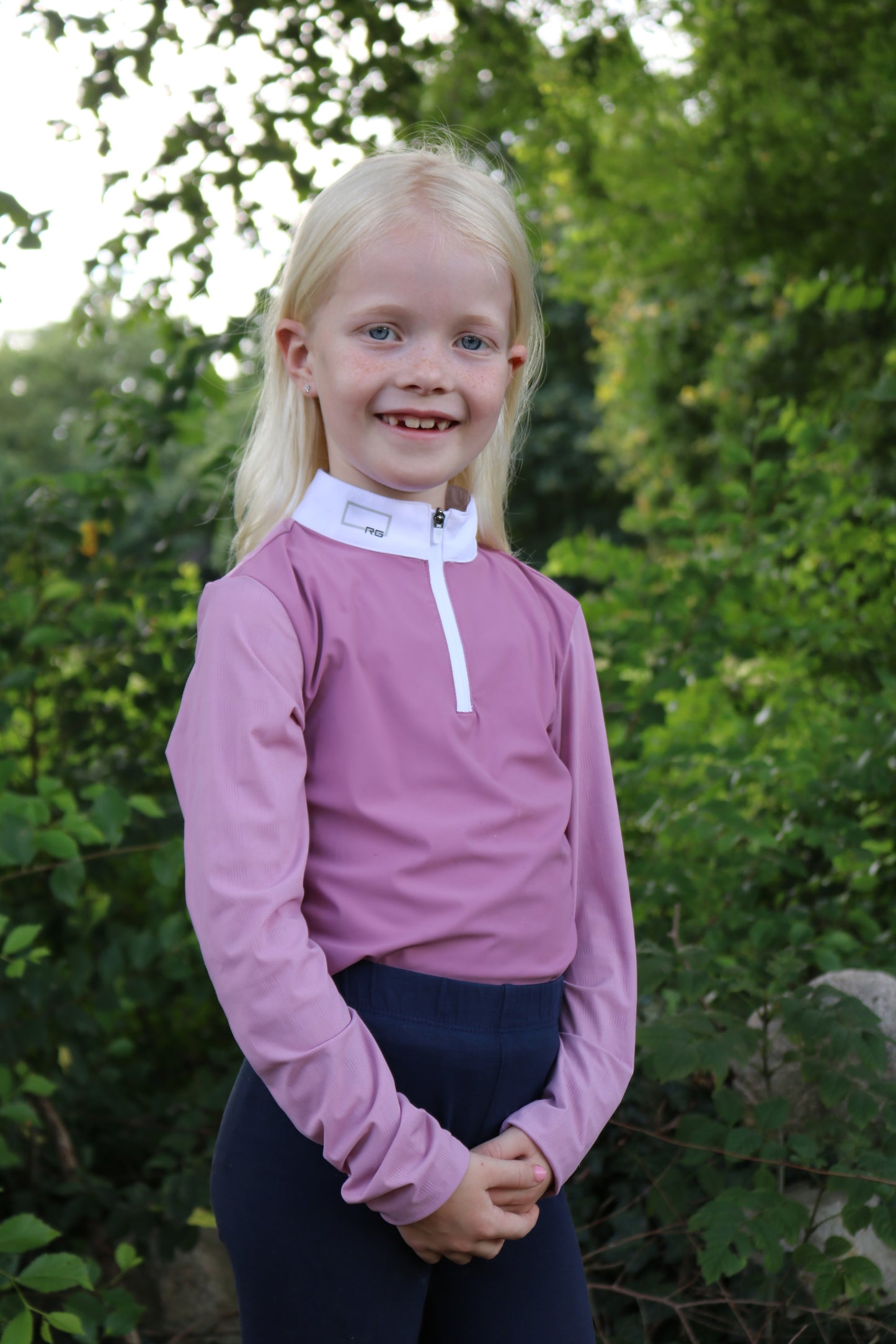 RG Maillot de compétition Jacquard manches longues fille Rose