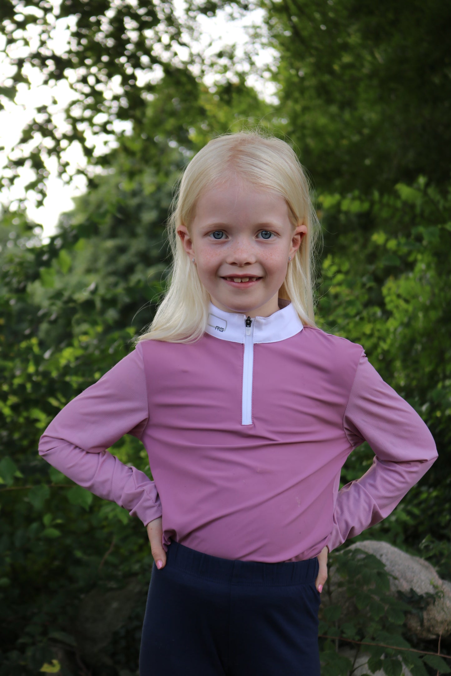 RG Maillot de compétition Jacquard manches longues fille Rose