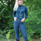 Pantalon d'équitation Equiline pour femme taille haute grip genou Eufrekh Legion Blue
