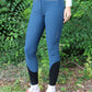 Pantalon d'équitation Equiline femme pleine adhérence taille haute Eufrefh Legion Blue
