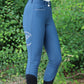 Pantalon d'équitation Equiline femme pleine adhérence taille haute Eufrefh Legion Blue