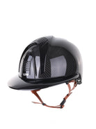 Kep Italia Paardrijhelm E-Light Carbon Polo Klep Zwart Beige Kinband