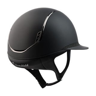 Samshield 2.0 Casque d'équitation Miss Shield Shadowmatt Tissu Cristal Bande frontale et Blason Noir