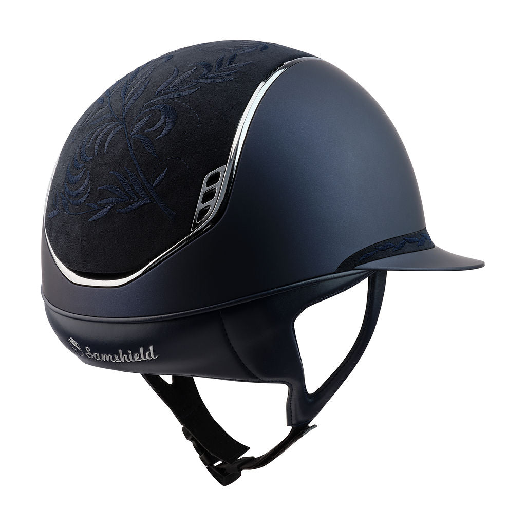 Samshield 2.0 Casque d'équitation Miss Shield Shadowmatt Broderie Fleur Navy