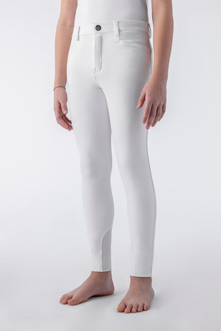 Pantalon d'équitation pour garçons avec grip aux genoux Jhoank blanc