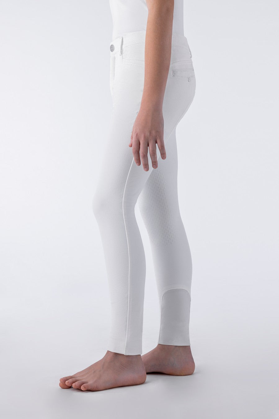 Pantalon d'équitation pour garçons avec grip aux genoux Jhoank blanc