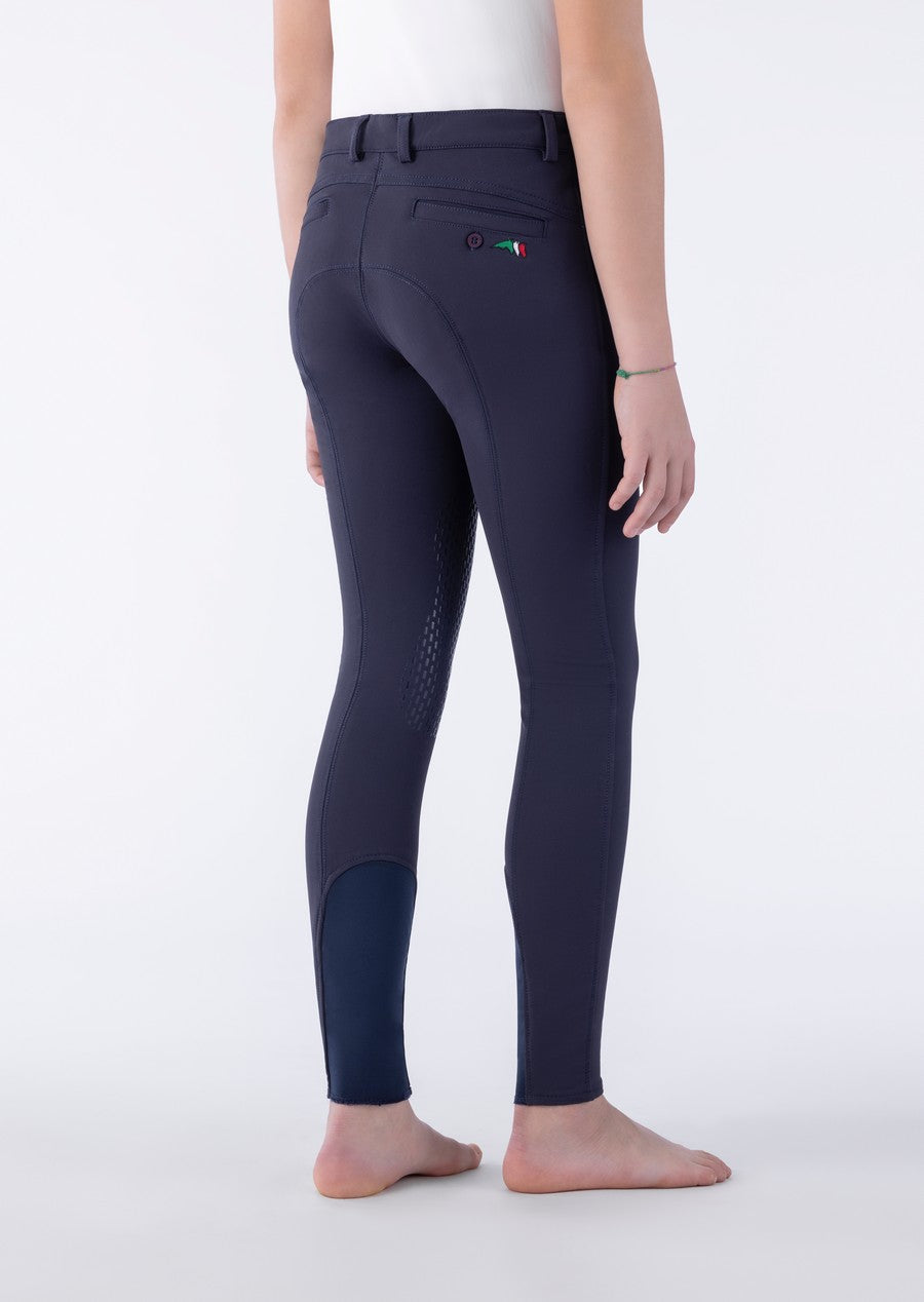 Pantalon d'équitation pour garçons avec grip aux genoux Jhoank bleu