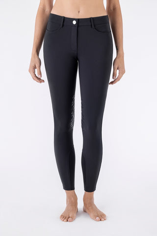 Pantalon d'équitation femme Equiline genoux grip Cornek noir