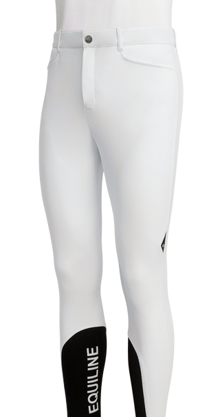 Equiline pantalon d'équitation homme genoux grip Estek Blanc