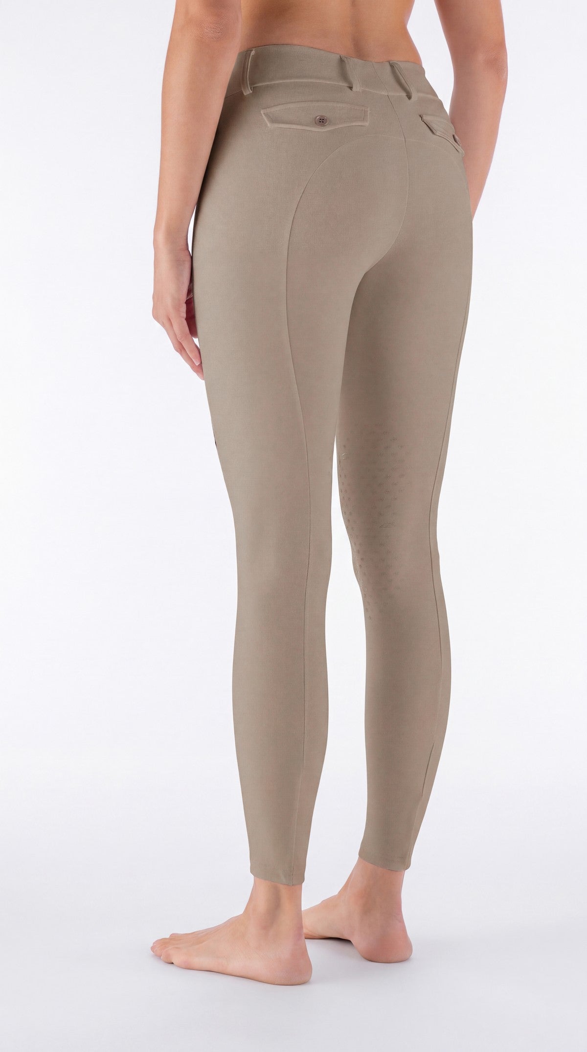Equiline Legging d'Équitation Knee Grip Femme Eqleggykh Taille Haute Greige