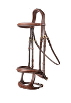 TRUST hoofdstel Paris dubbele neusriem gouden gesp Bruin Bruin