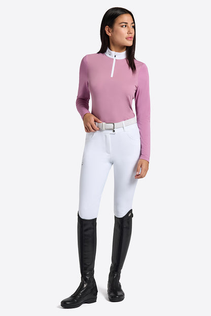 RG Maillot de compétition en jersey micro-perforé à manches longues pour femmes Rose