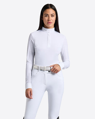 Shirt de compétition RG Jacquard manches longues femme Blanc