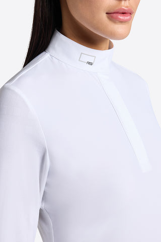 Shirt de compétition RG Jacquard manches longues femme Blanc