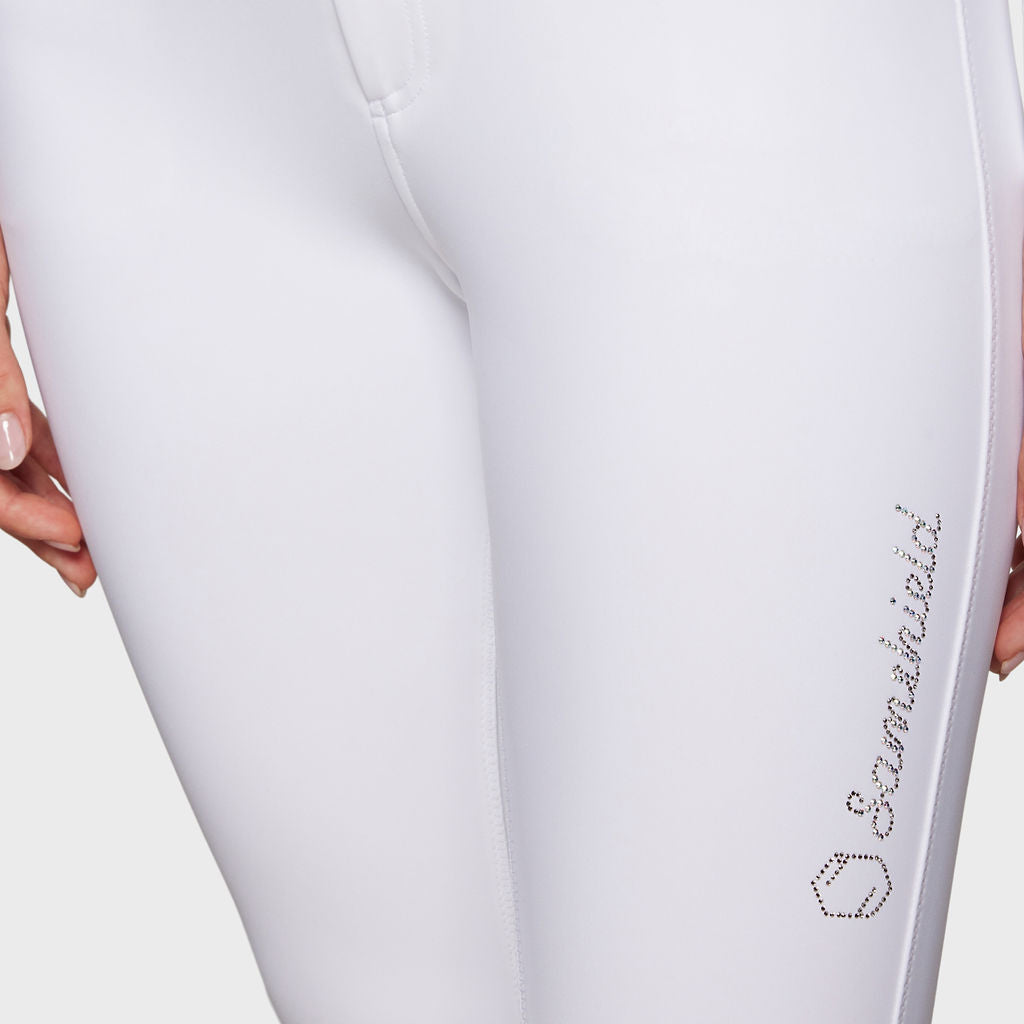 Pantalon d'équitation Samshield à grip genoux pour femmes Clara taille haute blanc