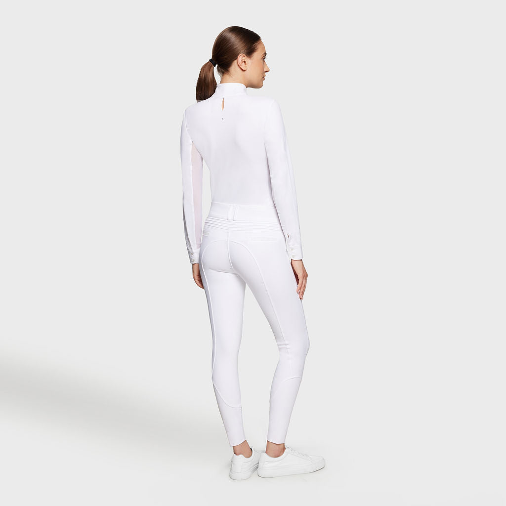 Pantalon d'équitation Samshield à grip genoux pour femmes Clara taille haute blanc