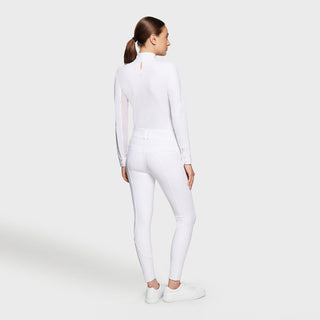 Pantalon d'équitation Samshield à grip genoux pour femmes Clara taille haute blanc