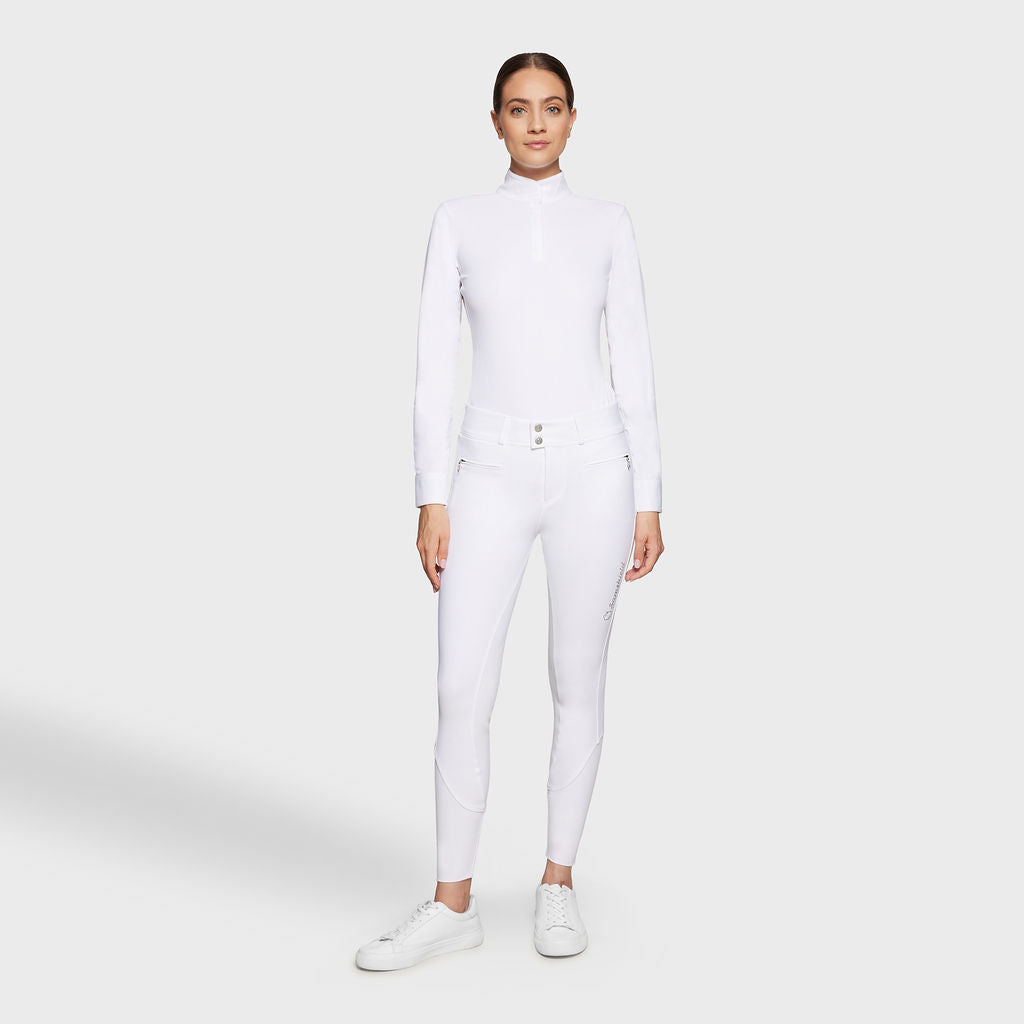 Pantalon d'équitation Samshield à grip genoux pour femmes Clara taille haute blanc