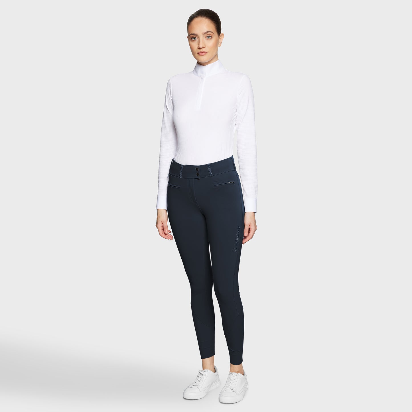 Samshield Pantalon d'équitation Full Grip Femme Claranova Taille Extra Haute Navy
