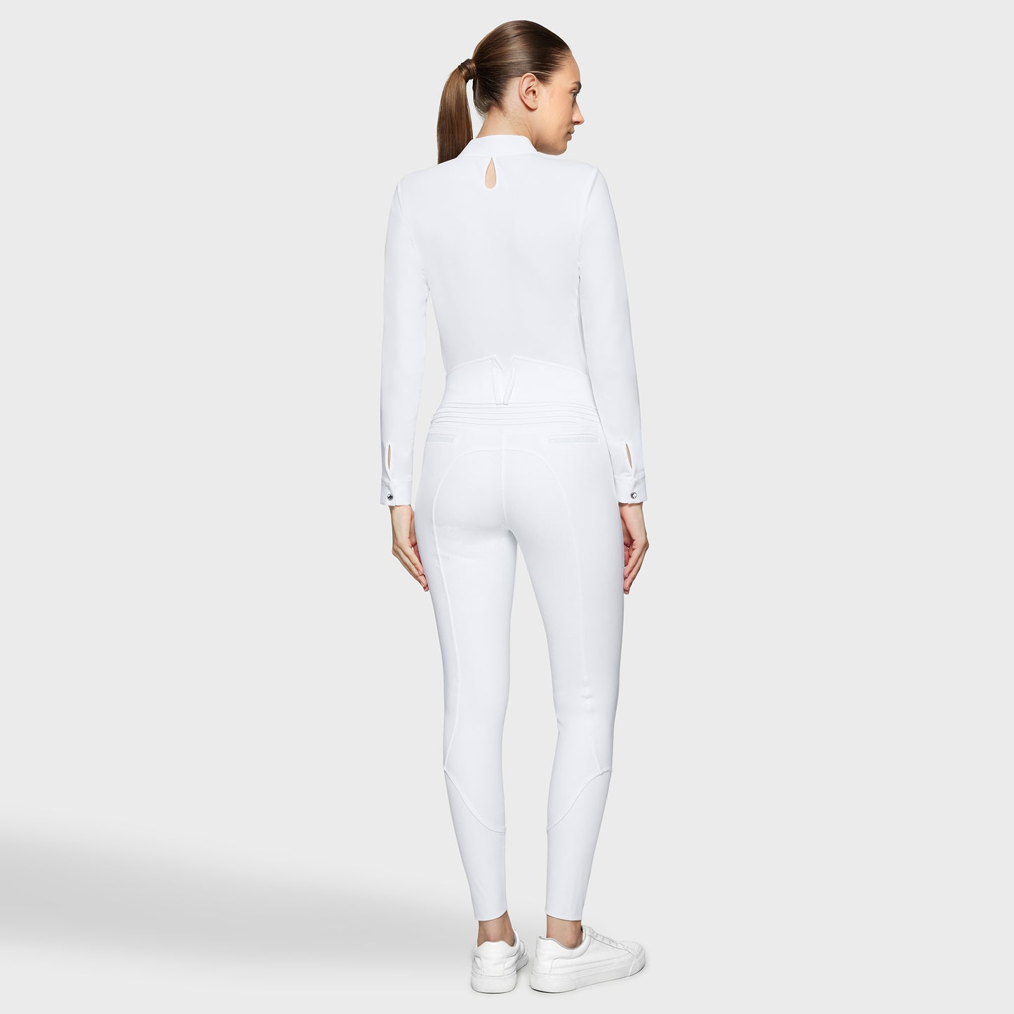 Pantalon d'équitation Samshield Full Grip Femme Claranova Taille Extra Haute Blanc