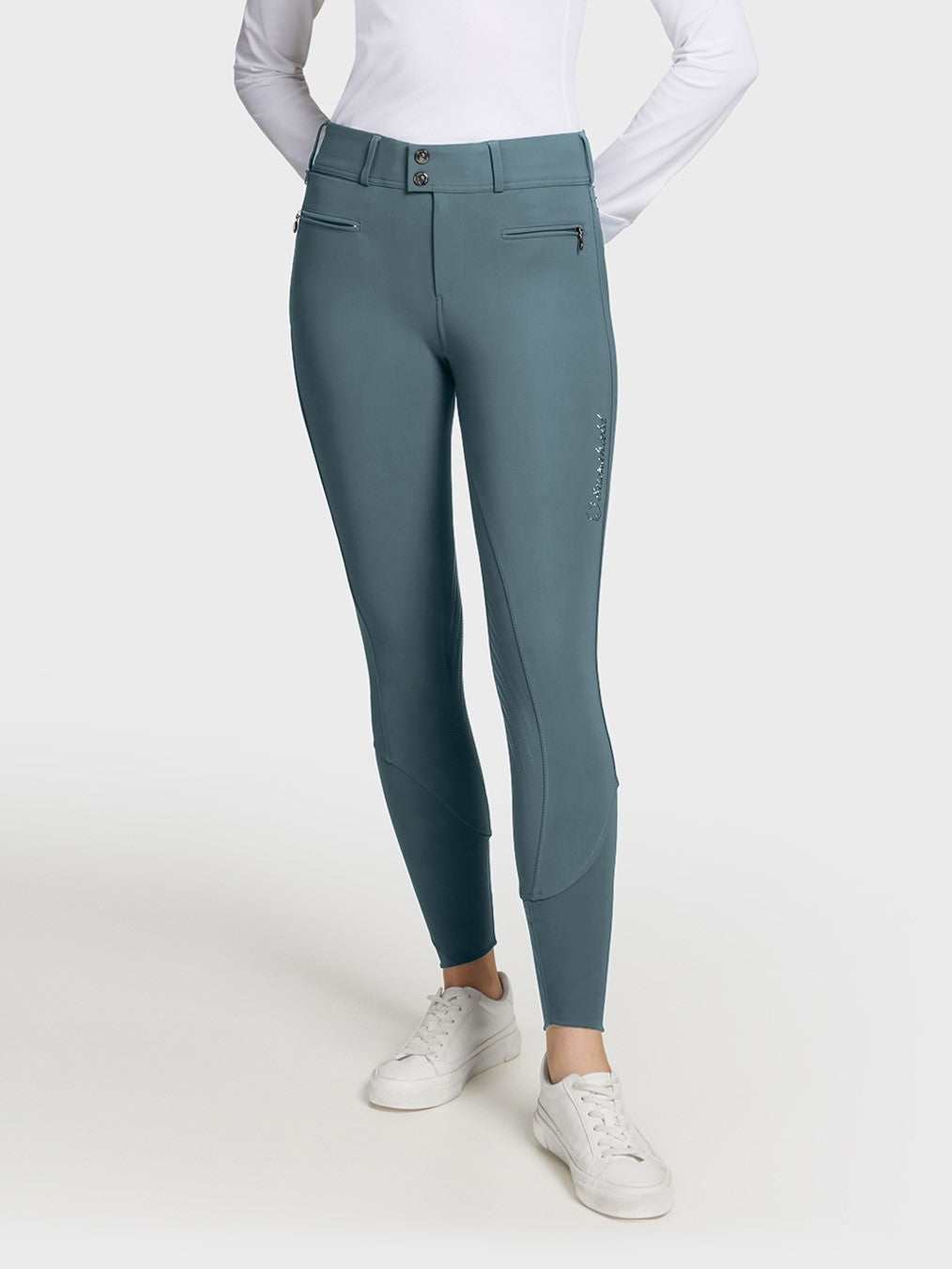 Pantalon d'équitation Samshield à grip genoux pour femmes Clara taille haute Mer orageuse