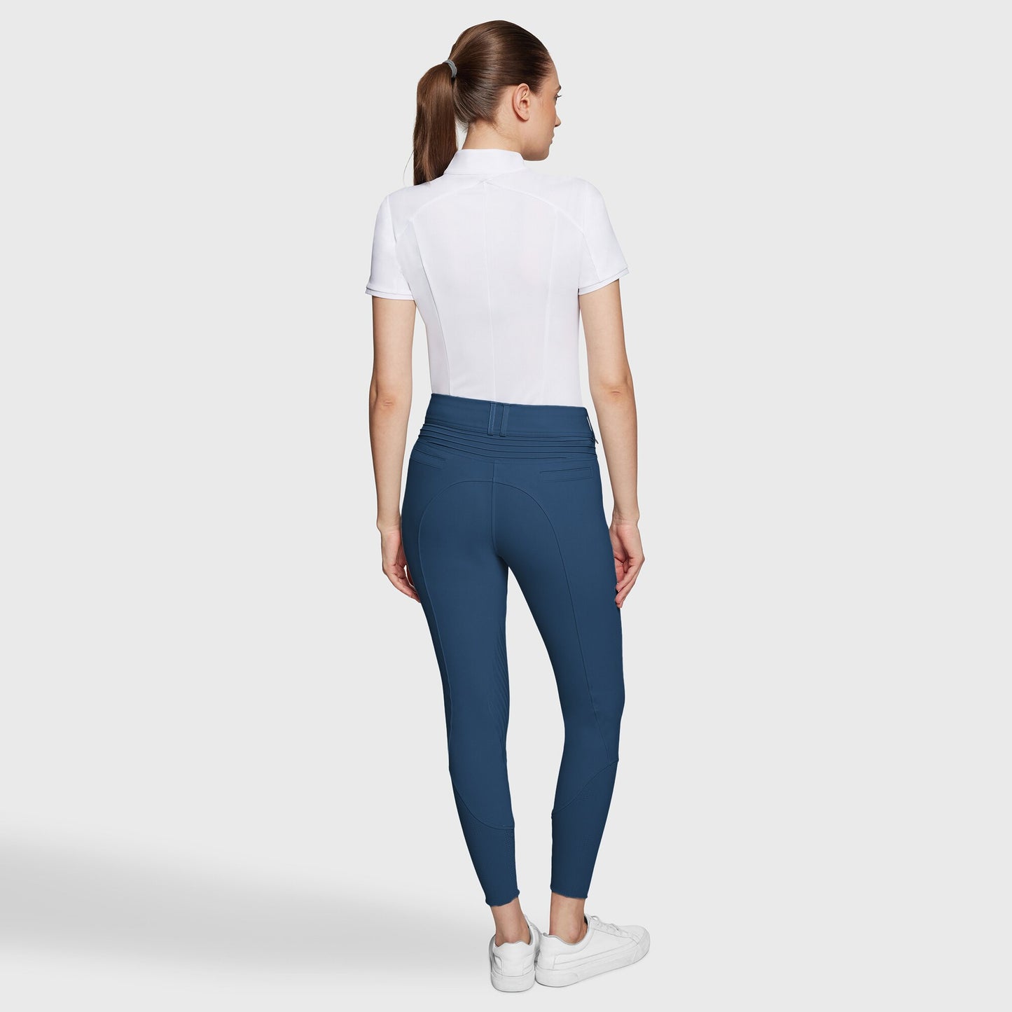 Samshield  Pantalon d'équitation Knee Grip Femme Clara à pois métalliques et bande haute Celestial blue