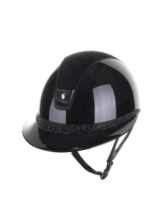 Samshield 2.0 Casque d'équitation Miss Shield Shadowglossy Ultra Fine Rock Blazon Bande frontale Noire