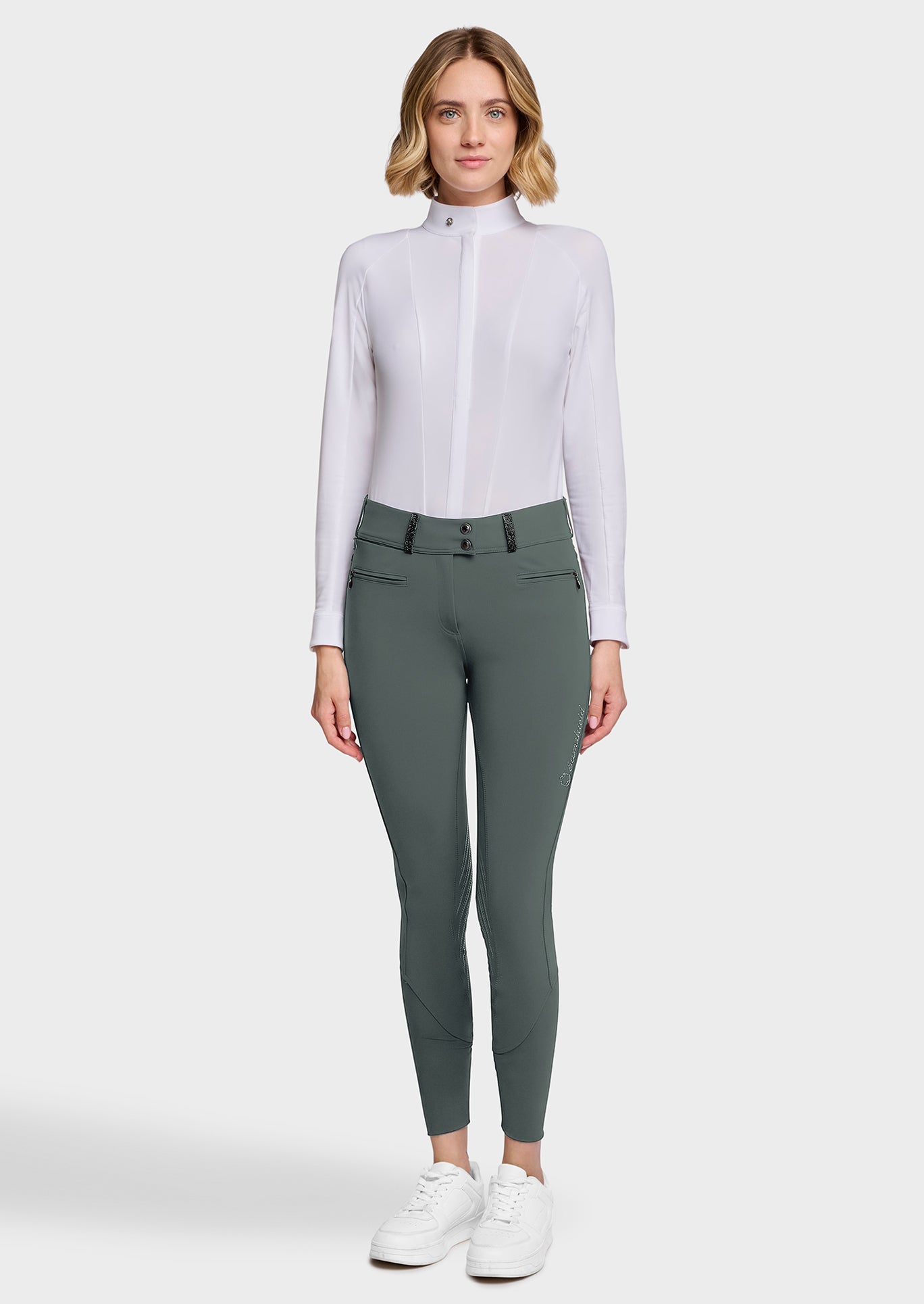 Samshield Pantalon d'Équitation Full Grip Femme Clara Crystal Fabric Dark Forest
