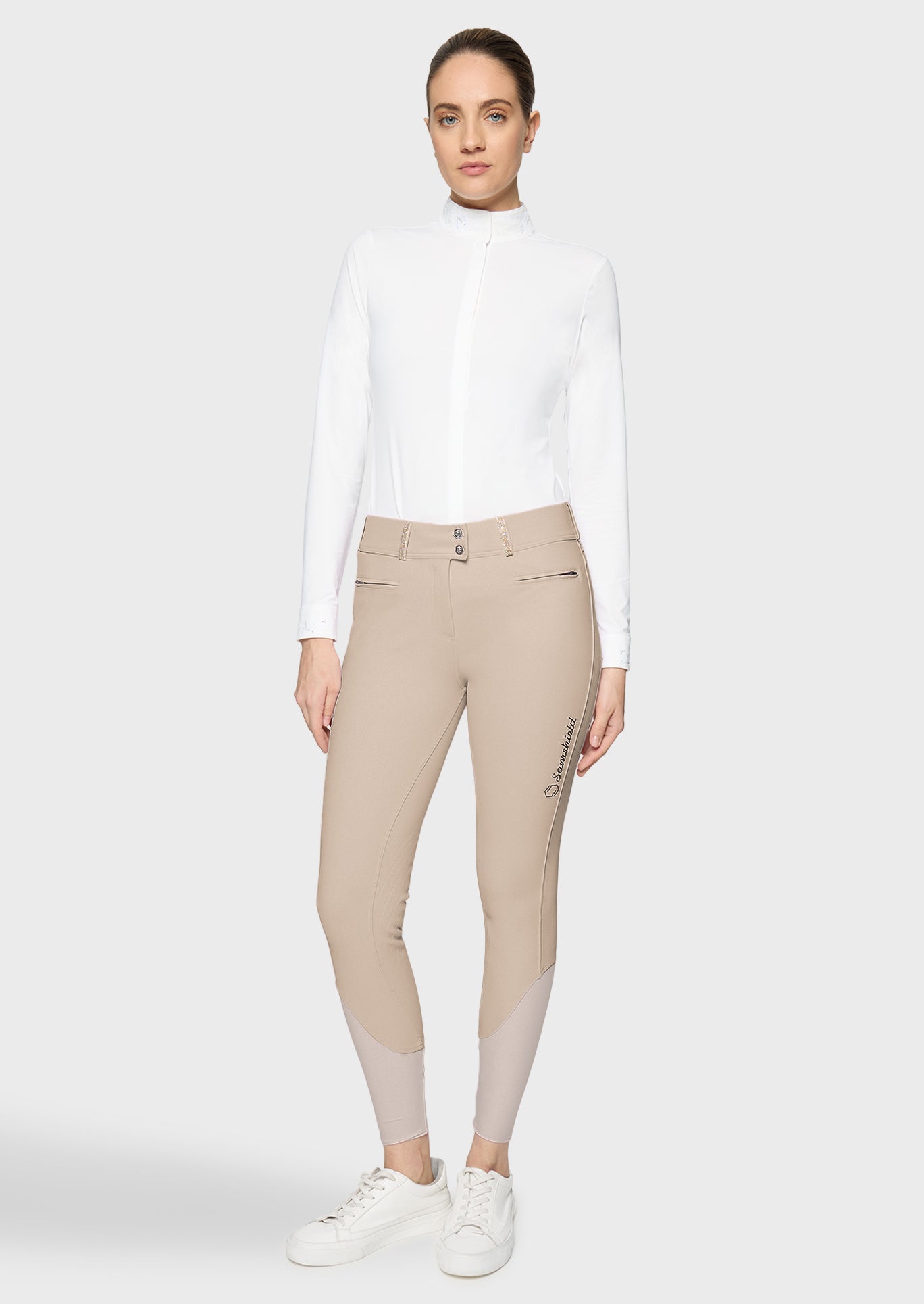 Samshield Pantalon d'Équitation Full Grip Femme Clara Crystal Fabric Sand
