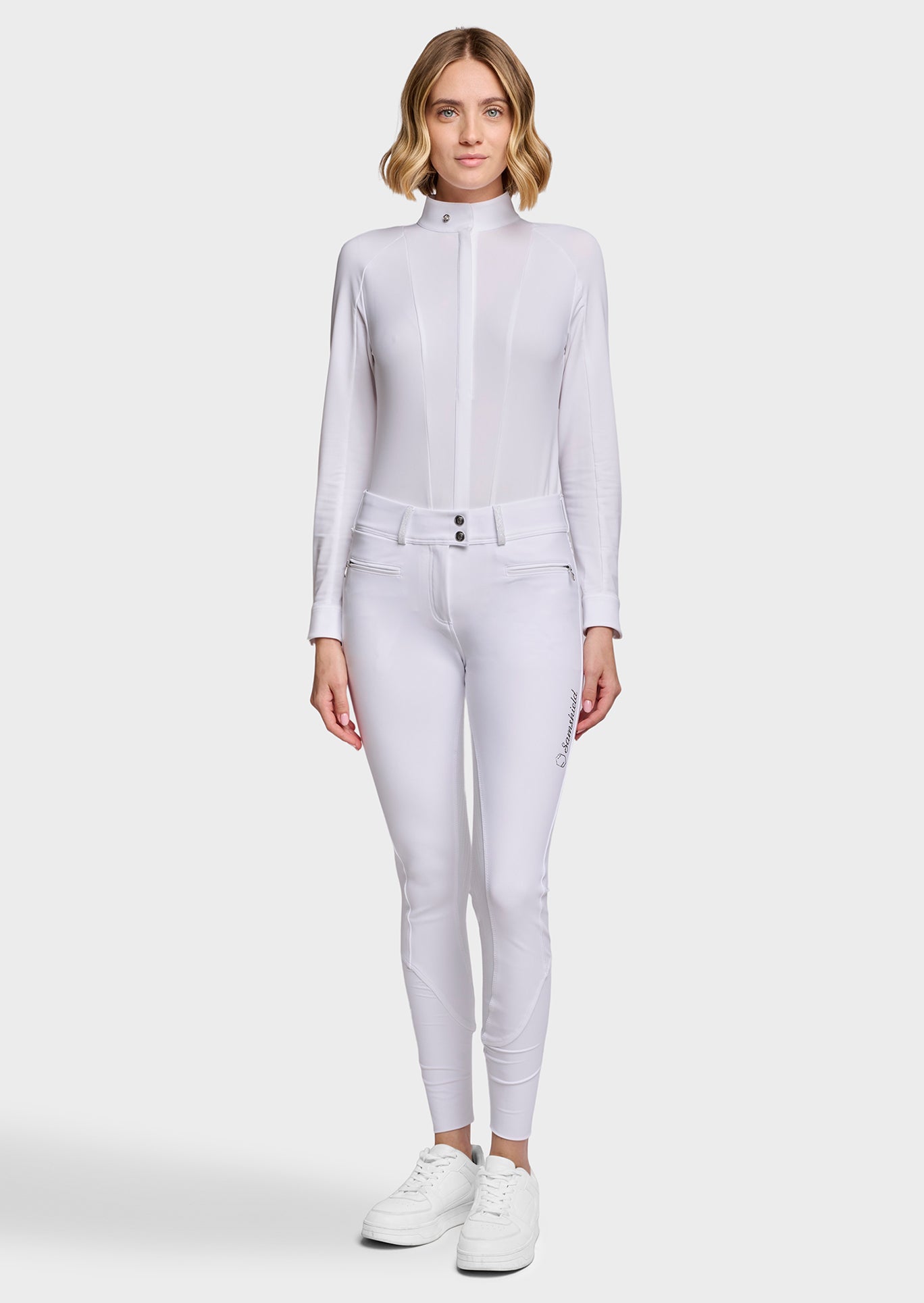 Samshield Pantalon d'Équitation Full Grip Femme Clara Crystal Fabric Blanc
