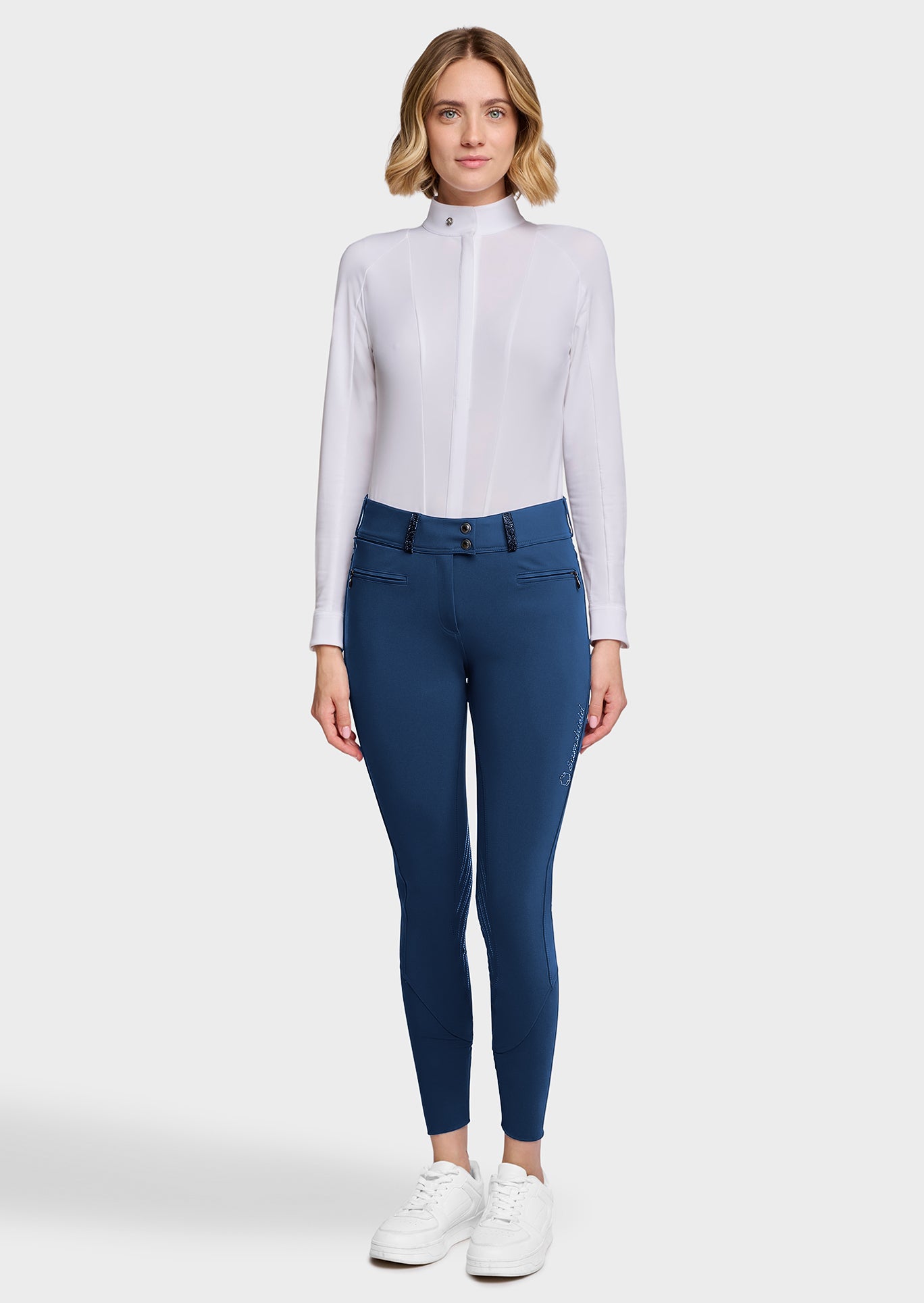 Samshield Pantalon d'Équitation Grip Genoux Femme Clara Crystal Fabric Cosmic Blue
