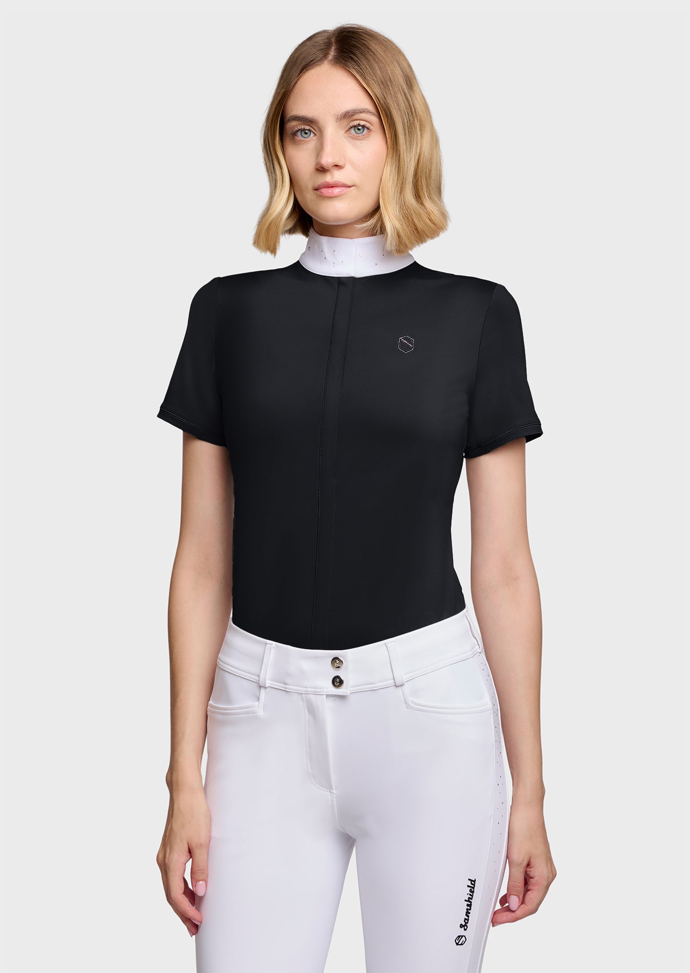 Samshield Polo de Concours Manches Courtes Femme Rosaline Noir