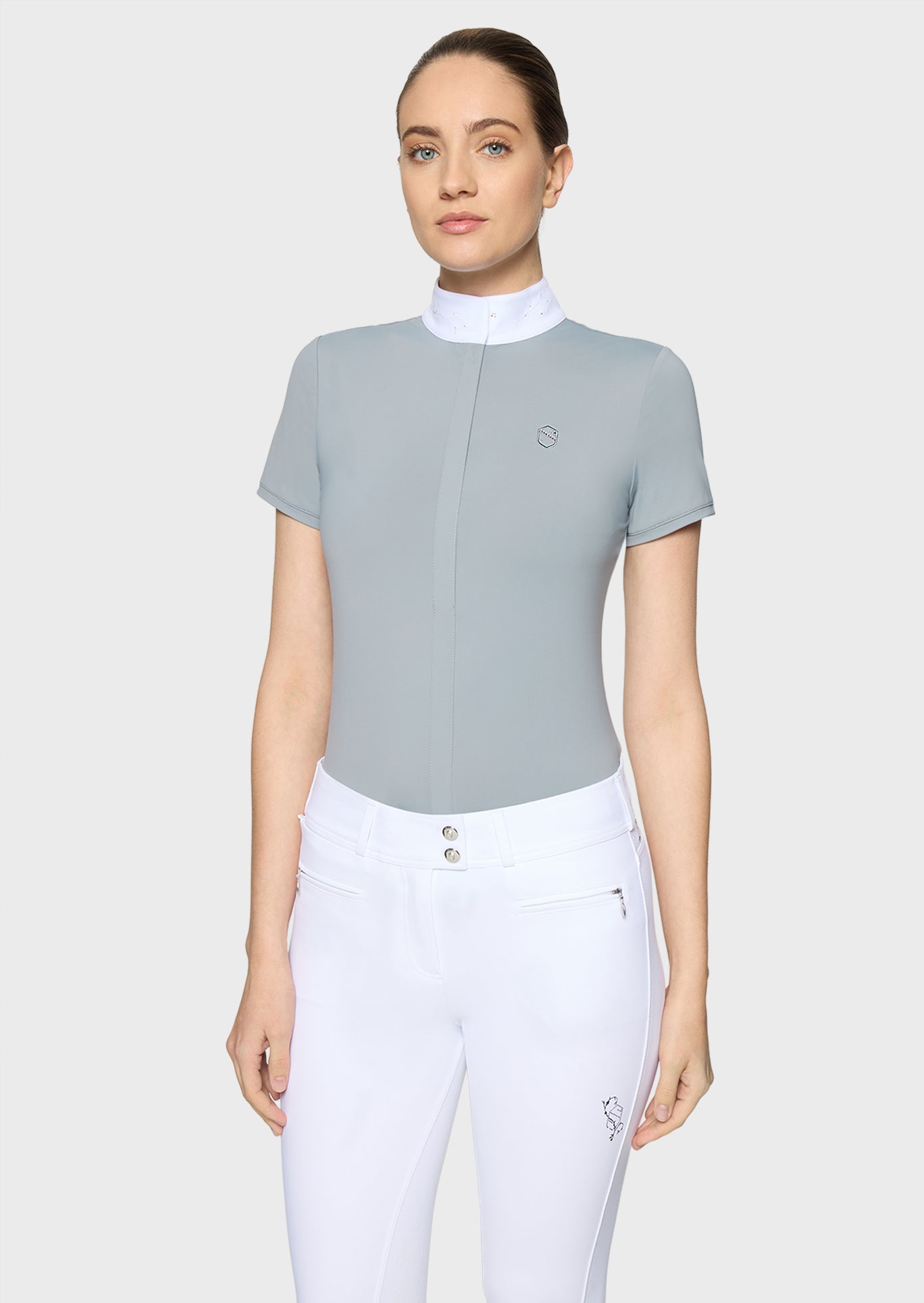 Samshield Polo de Concours Manches Courtes Femme Rosaline Gris