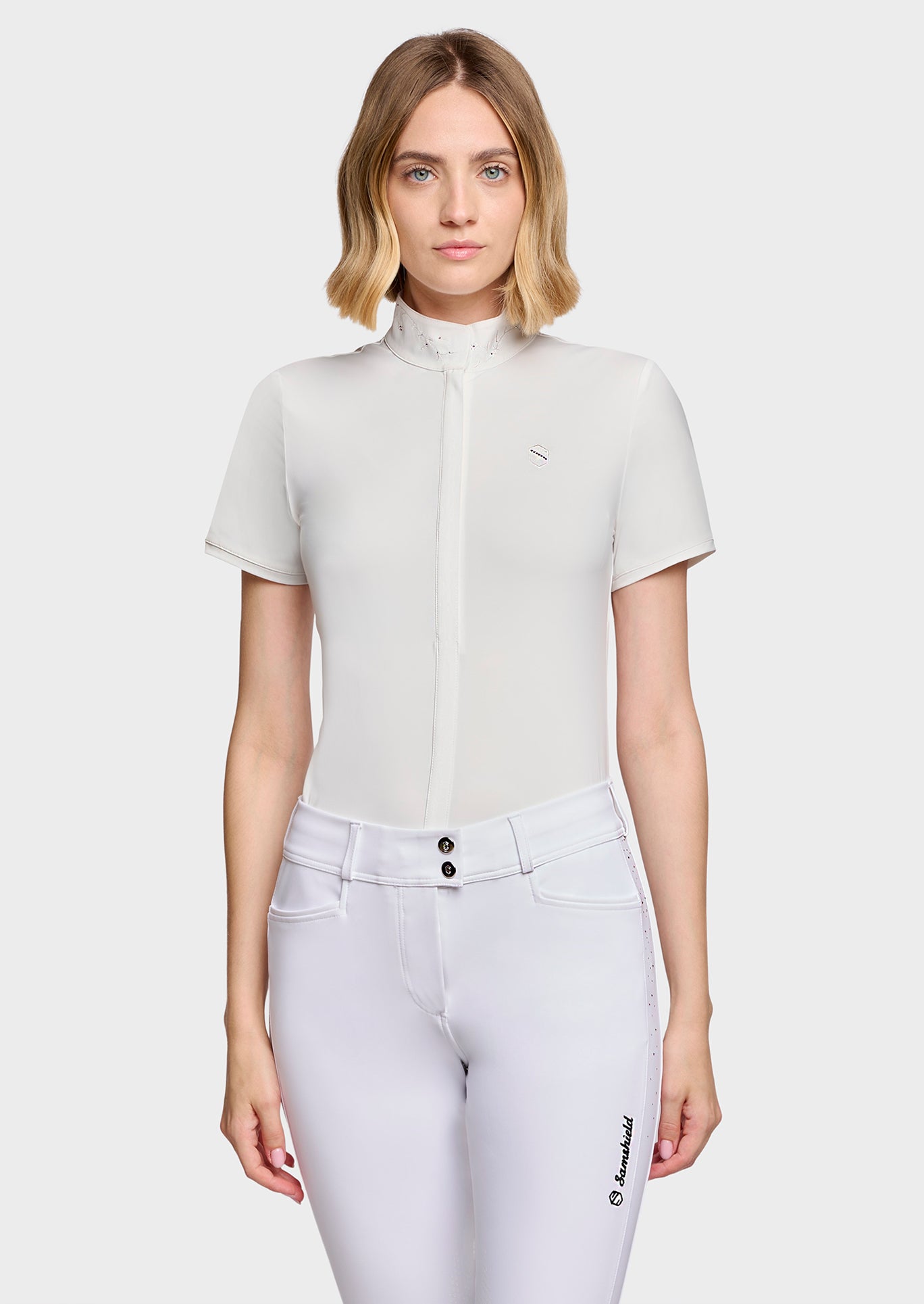 Samshield Polo de Concours Manches Courtes Femme Rosaline Blanc