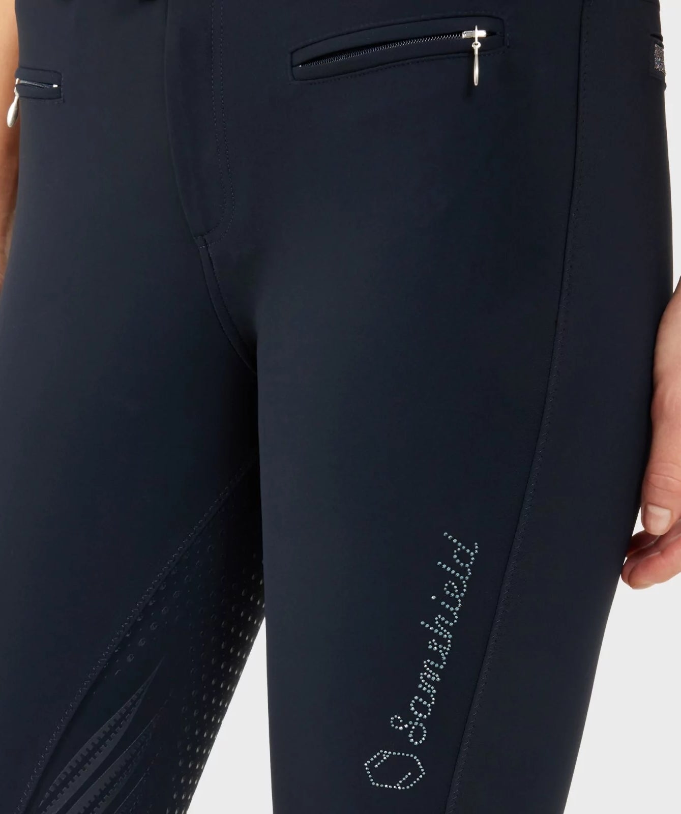 Pantalon d'équitation Samshield Full Grip Femme Clara Taille Haute Marine