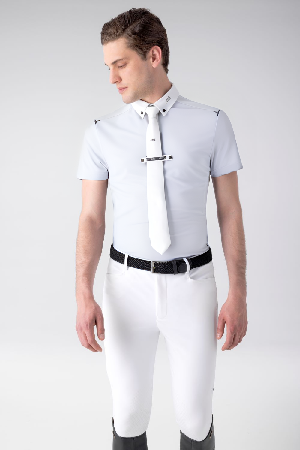 Chemise de compétition Equiline pour hommes à manches courtes Curtiek Blanc