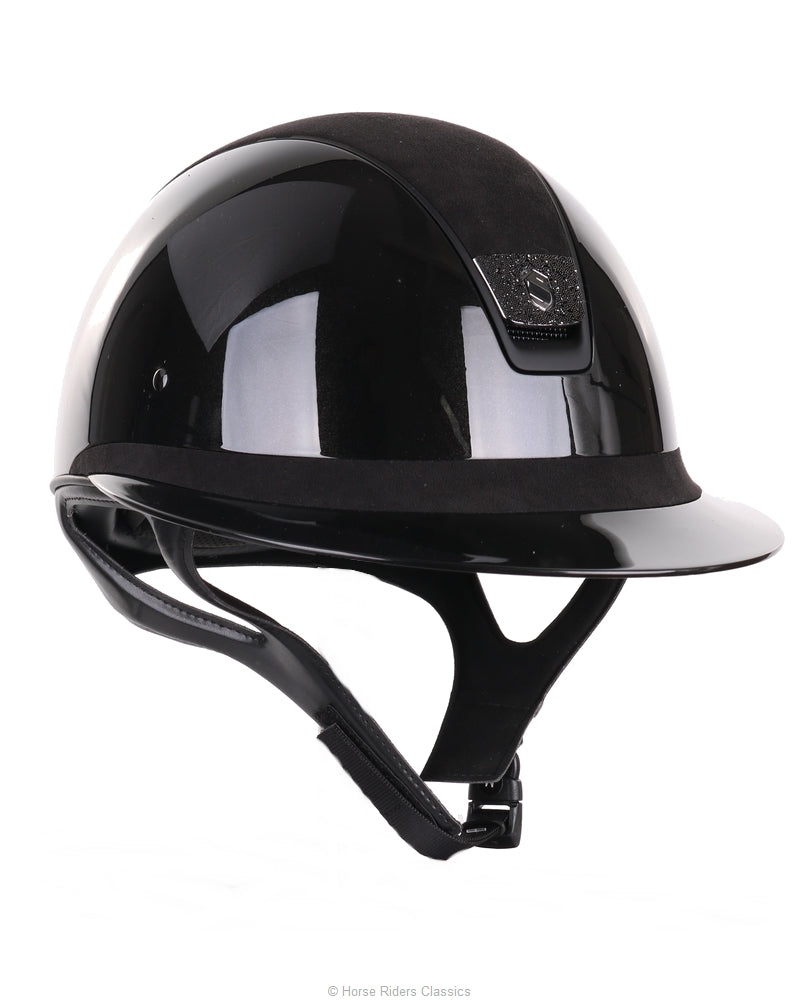 Samshield 2.0 Casque d'équitation Miss Shield Shadowglossy Alcantara Blason Cristal Noir