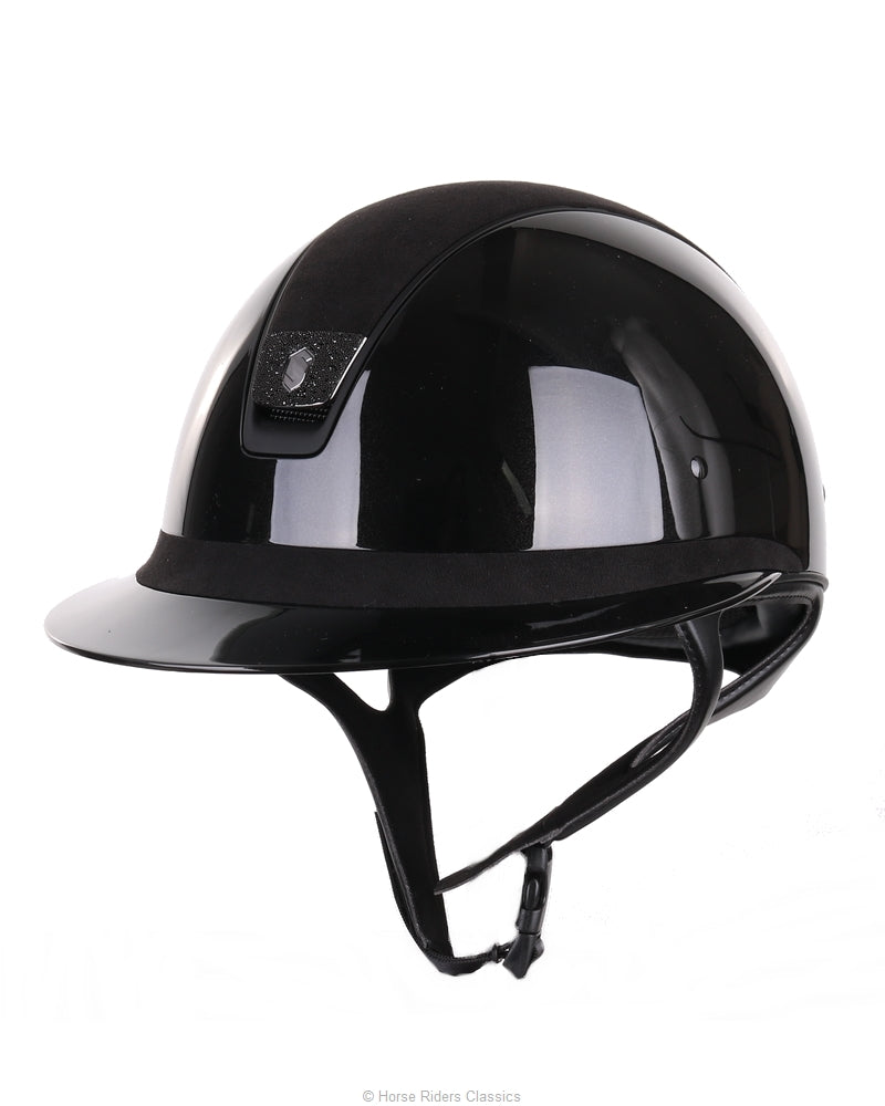 Samshield 2.0 Casque d'équitation Miss Shield Shadowglossy Alcantara Blason Cristal Noir