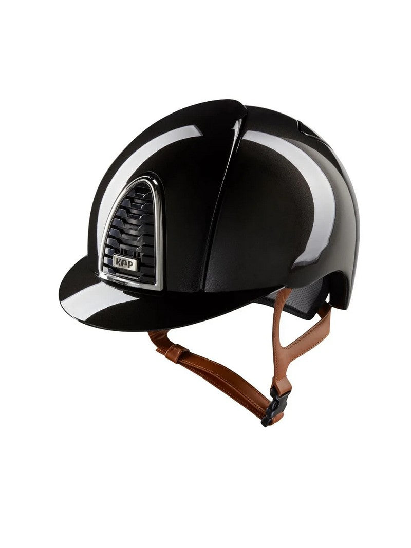 Casque Kep Italia Cromo 2.0 Shine Noir Chrome Frame Beige Jugulaire