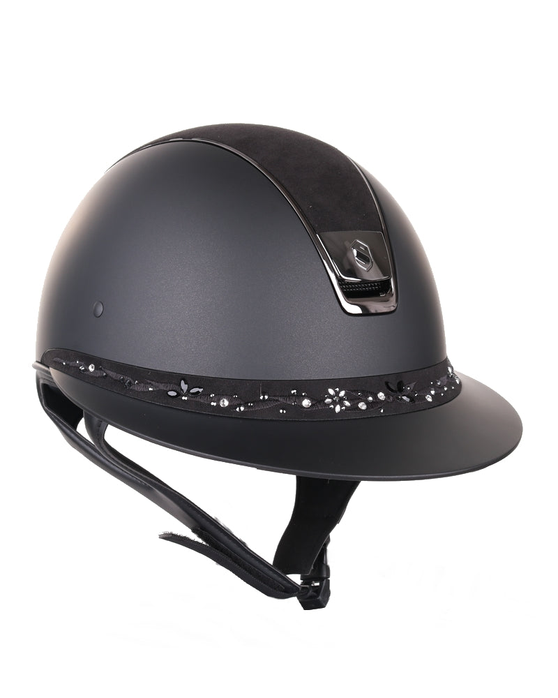 Samshield 2.0 Casque d'équitation Miss Shield Flower Bijoux Swarovski Bande frontale Noire