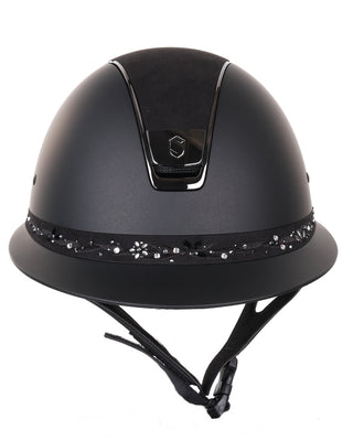 Samshield 2.0 Casque d'équitation Miss Shield Flower Bijoux Swarovski Bande frontale Noire