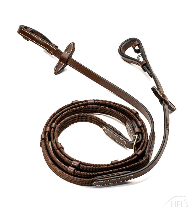Rênes en Sangle HFI avec Arrêtoirs en Cuir