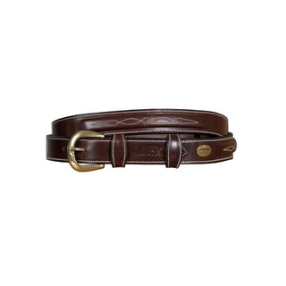 Ceinture en cuir Dyon avec un joli surpiqûre décorative.