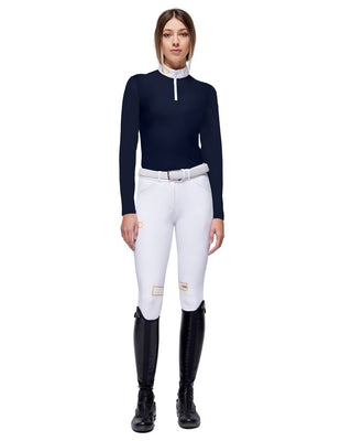 Pantalon d'équitation pour femmes avec grip aux genoux et taille haute blanc