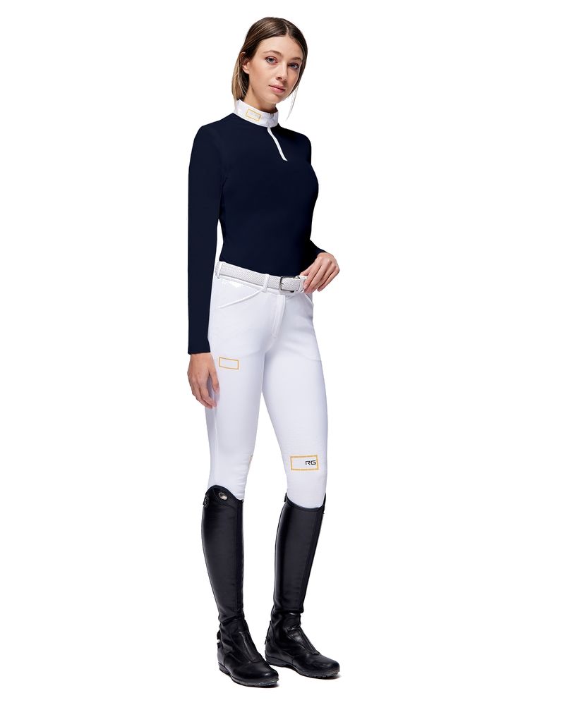 Pantalon d'équitation pour femmes avec grip aux genoux et taille haute blanc