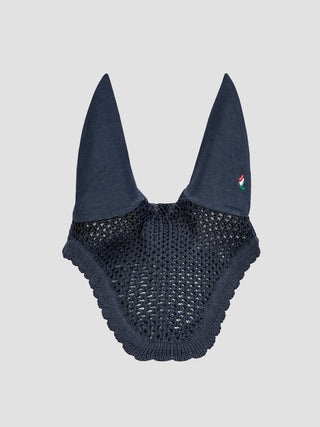 Equiline Bonnet anti-insectes oreilles élastiques Kim 3 logo cheval bleu